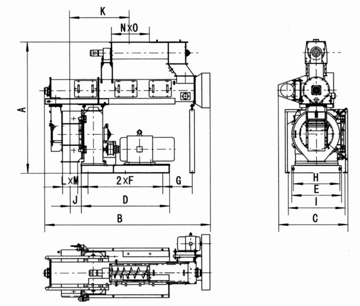 顆粒機(jī)結(jié)構(gòu)尺寸 顆粒機(jī)結(jié)構(gòu)尺寸